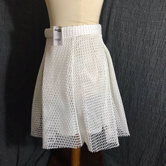 Charlotte Russe NWT White Mesh Mini Skirt Size Médium - Picture 3 of 9